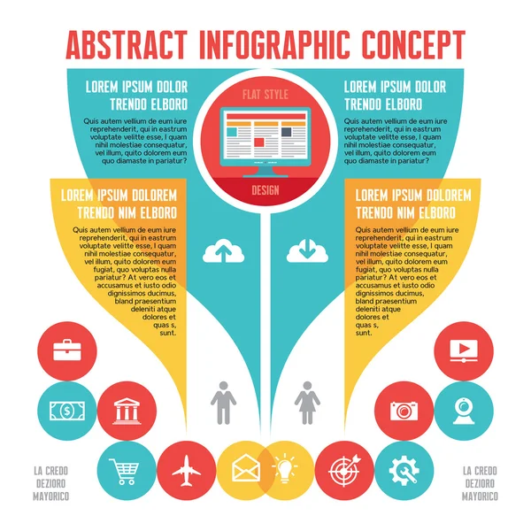 Abstraktes infografisches Geschäftskonzept mit Icons im flachen Design-Stil — Stockvektor