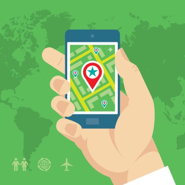 harita & konumda insan eli ile Smartphone
