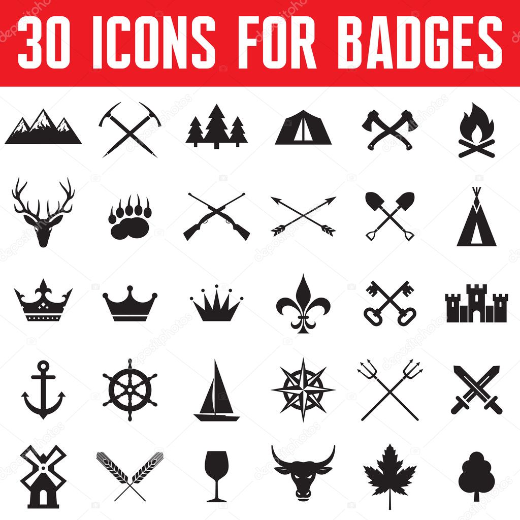 30 vector icons for badges and different design works.