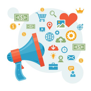 Pazarlama & Reklam - Hoparlör konsept illüstrasyon