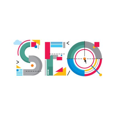 SEO - arama motoru optimizasyonu - kelime işareti illüstrasyon soyut