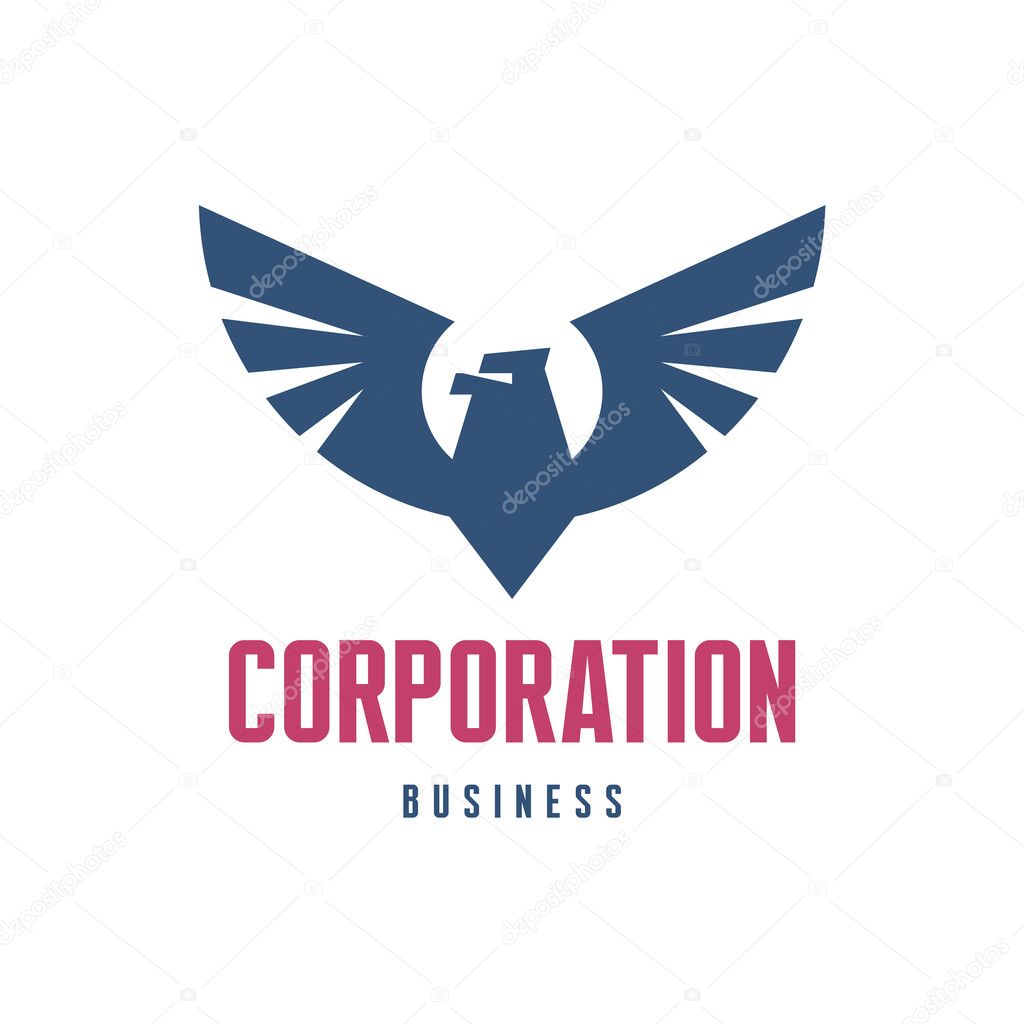 Corporation - eagle sign in classic graphic style for business company.