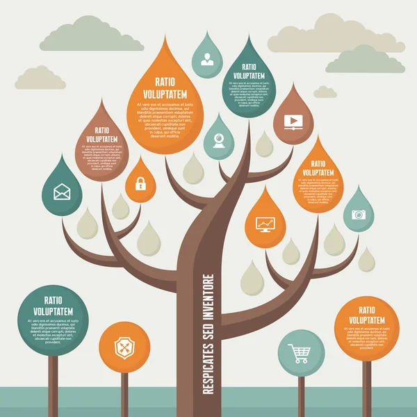 Infographic επιχειρηματική ιδέα - εικονογράφηση σχεδιασμός δέντρο για παρουσίαση — Διανυσματικό Αρχείο