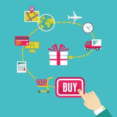 on-line alışveriş ve e-ticaret yaratıcı illüstrasyon
