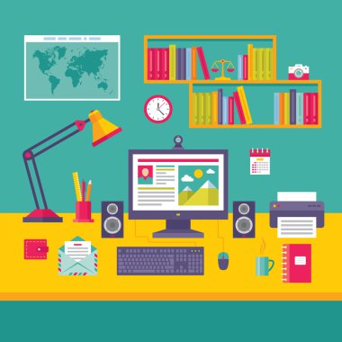 Ev İşyeri ofis işyeri bilgisayar monitörü ile