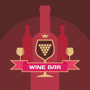 şarap şişeleri ve gözlük - yaratıcı tasarım projeleri için illüstrasyon