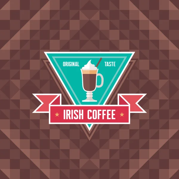 Irish Coffee - Original Vector Badge and Background for showcase, menu, booklet etc. — Stock Vector