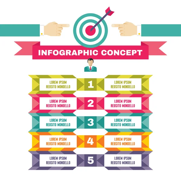 Ilustrace koncept Infographic s cíl a lidské ruce — Stock vektor