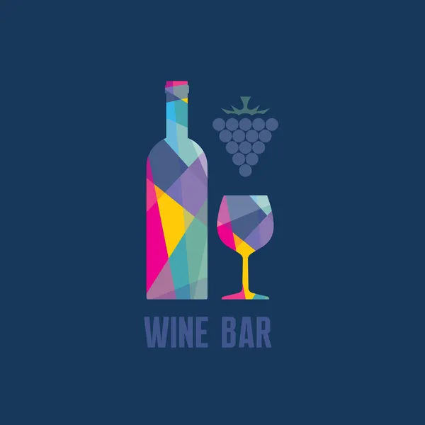 Botella y copa de vino - Ilustración abstracta — Archivo Imágenes Vectoriales