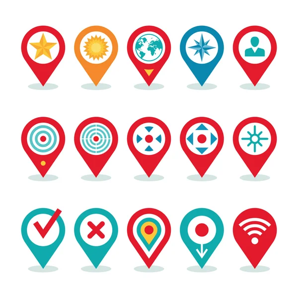 Modern World Application - Location Icons Collection - Navigation Symbols — Stock Vector