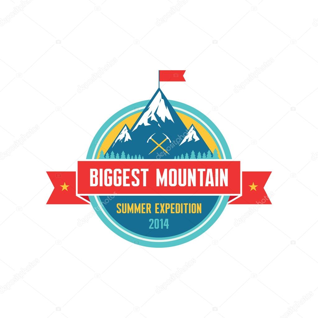 Biggest Mountain - Summer Expedition 2014 - Vector badge for creative design projects. Adventure vector label.
