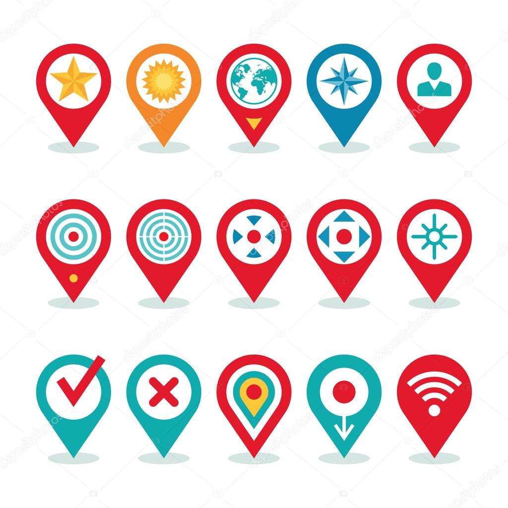 Modern World Application - Location Icons Collection - Navigation Symbols