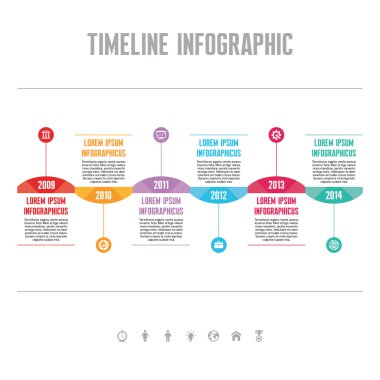 Infographic vektör kavramı tarzında düz tasarım - zaman çizelgesi şablonu