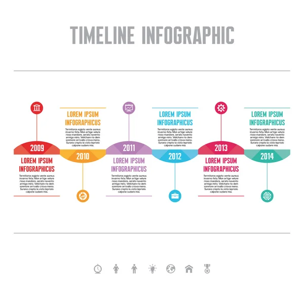 Concepto vectorial infográfico en estilo de diseño plano - Plantilla de línea de tiempo — Vector de stock