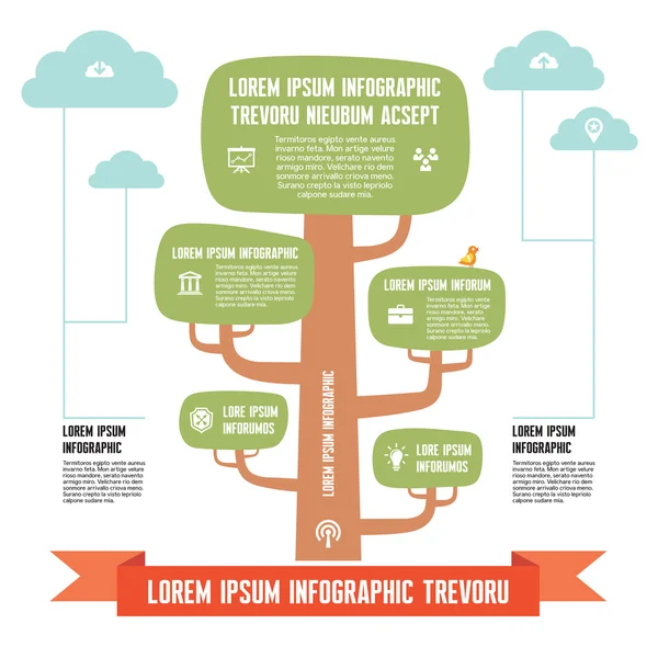 Infografía Business Concept - árbol con nubes - ilustración de diseño — Archivo Imágenes Vectoriales