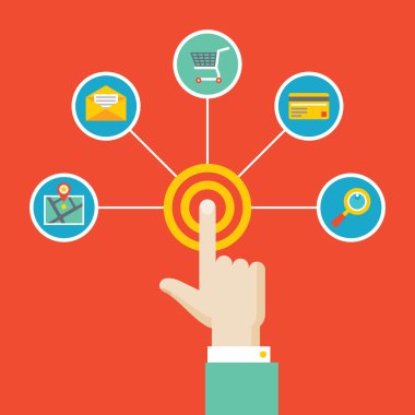 insan eli - touch konsepti ile düz tasarım stili simgeler