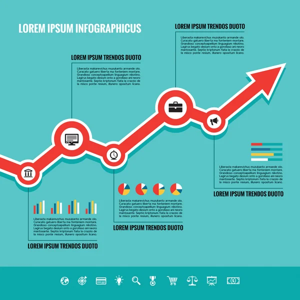 Tendencia ascendente gráfica empresarial - Ilustración vectorial en estilo plano — Archivo Imágenes Vectoriales