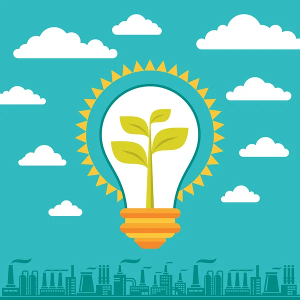 Lámpa zöld energia - illusztráció üzleti koncepció — Stock Vector