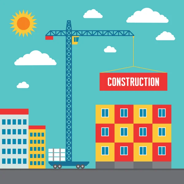 Építőipar, épület - illusztráció lapos stílusú design — Stock Vector