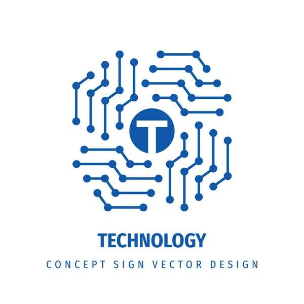 Electronic Technology Vector Logo Design Digital Chip Sign Computer Network — Stock Vector