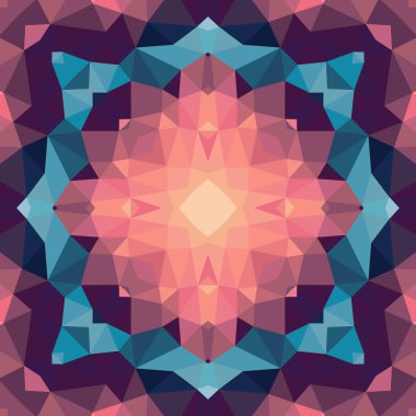 Soyut geometrik arkaplan. Kusursuz desen tasarımı. Mozaik dekoratif yapı. Vektör çizimi. Sihirli mandala.