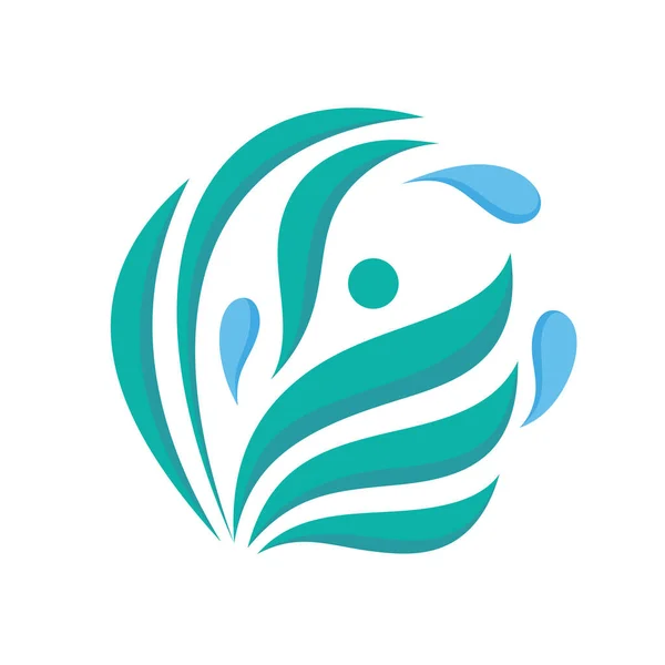 Ludzki Charakter Naturalne Zielone Liście Ilustracja Koncepcji Logo Wektora Pozytywny — Wektor stockowy
