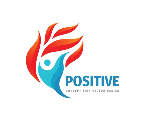 Pozitif Konsept Logo Tasarımı Yaprakları Taçyaprakları Olan Soyut Bir Insan — Stok Vektör