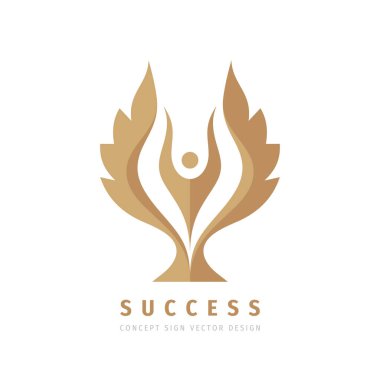 Success business vector logo template concept illustration. Human character with wings. Freedom symbol. Guardian angel. Design element. 