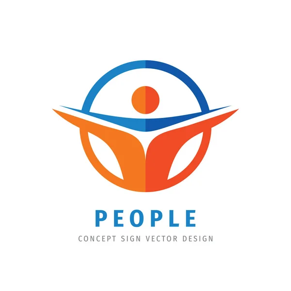 People Happiness Illustration Concept Modèle Logo Vectoriel Signe Caractère Humain — Image vectorielle