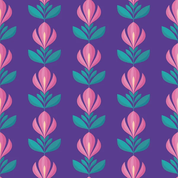 Hintergrund Nahtlose Mustergestaltung Abstrakte Geometrische Blumen Dekorative Mitte Des Jahrhunderts — Stockvektor