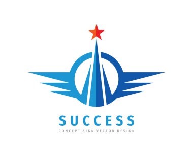 Başarı - soyut vektör logosu. Yıldız işareti ile tasarım öğeleri. Geliştirme sembolü. Büyüme ve başlangıç konsept illüstrasyon.