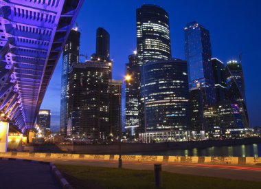 City lights Moscow at night,skyscrapers clipart