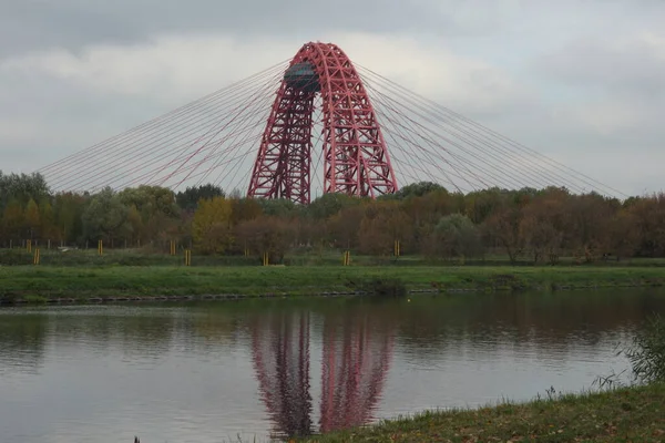 Город Москва 2021 Осень Комплекс Гребных Каналов Крылатском Вид Мост — стоковое фото