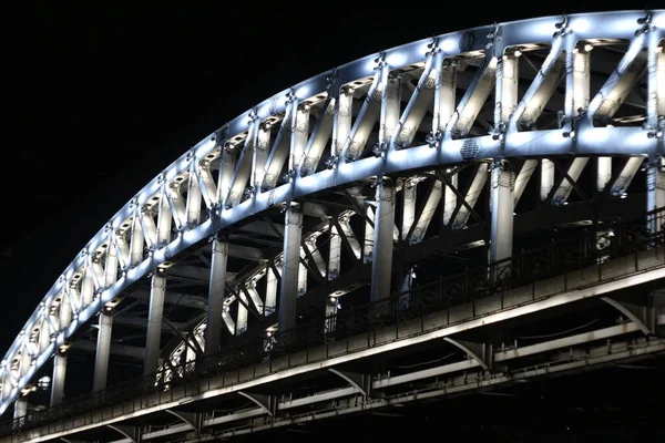 Die Stadt Moskau 2021 Nacht Luschnezki Brücke Weißem Licht — Stockfoto