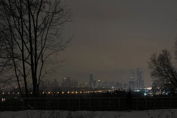 Night City Moscow Winter 2022 Suvorov Park Panorama — Foto Stock