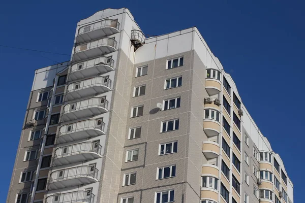 City Moscow Winter 2022 Kuntsevo District Residential Building Blue Sky — стоковое фото