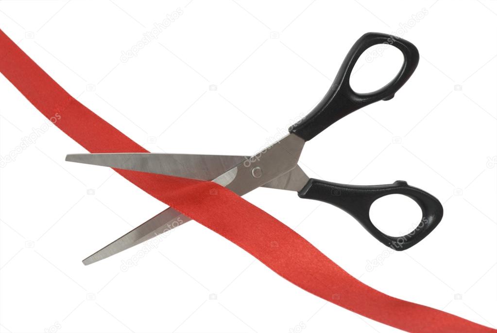 scissors and red ribbon