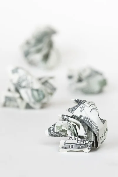 De verfrommeld dollars — Stockfoto