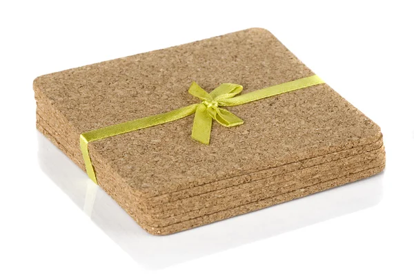 Cork coasters under glasses — Stock Photo, Image