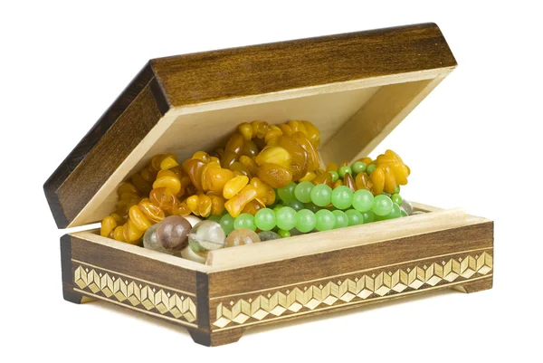 Pudełko na biżuterię z koralikami — Zdjęcie stockowe