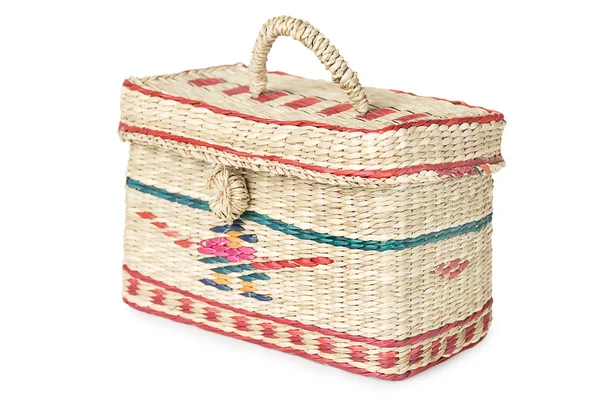 Wicker box with ornaments — Stock Photo, Image