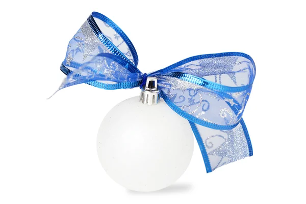 White and blue Christmas bauble — Stock Photo, Image