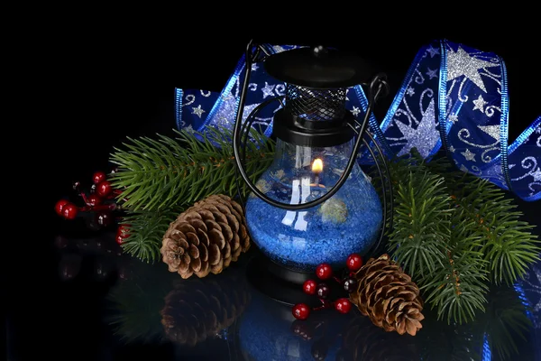 Kerstmis samenstelling in blauw — Stockfoto