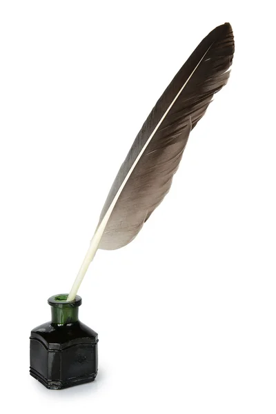 Quill in the inkwell — Stock Photo, Image