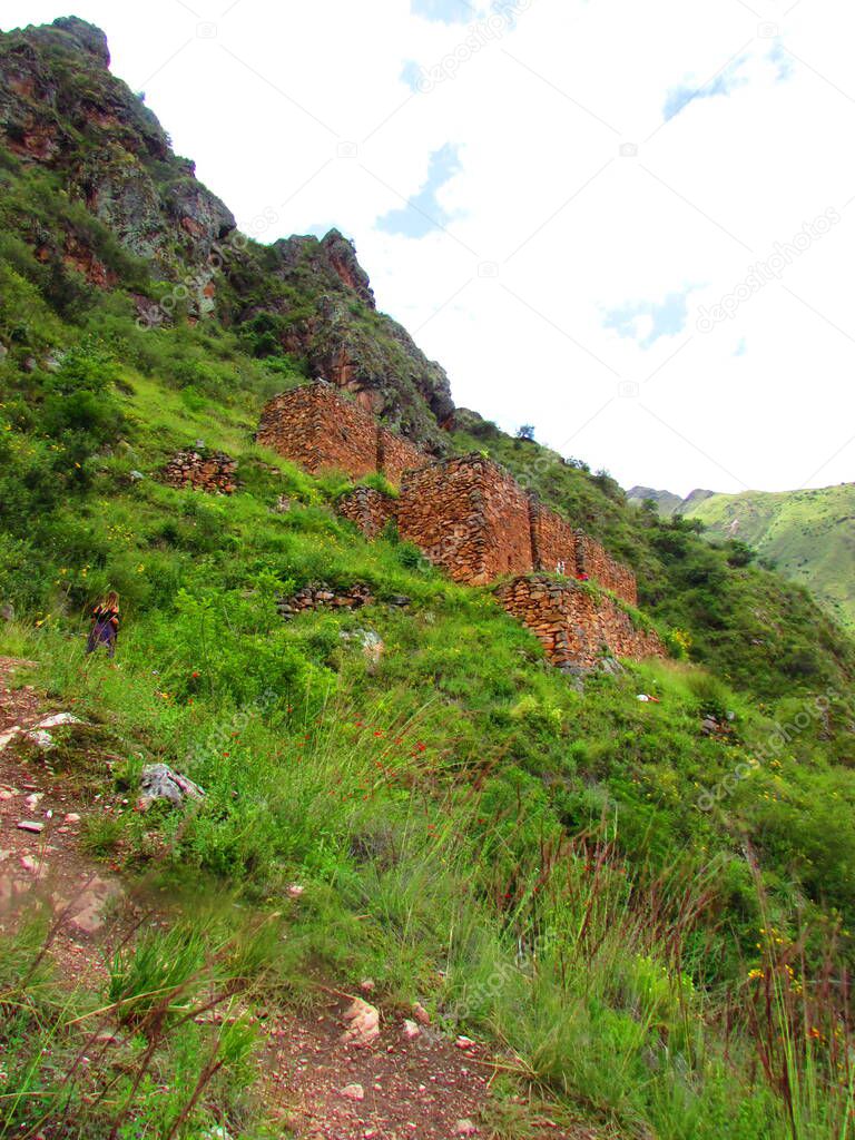 Urubamba, nature and ruins on the Sacred Valley, Peru. Travel photography