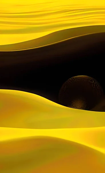 The illustration of yellow wave liquid background