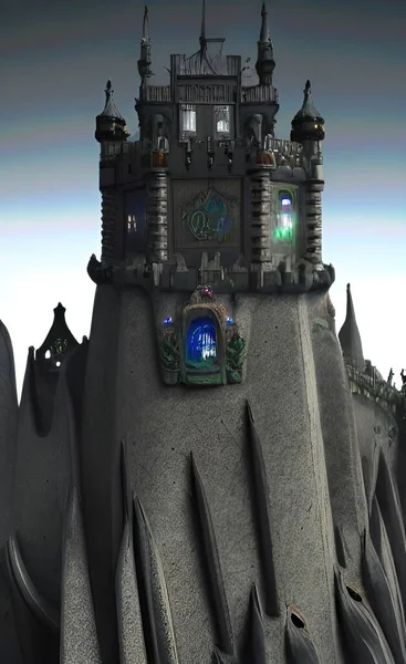 The illustration of fantasy castle background