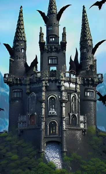 The illustration of fantasy castle background