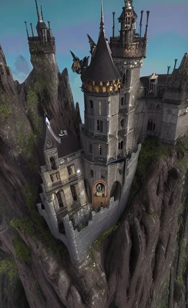 The illustration of fantasy castle background