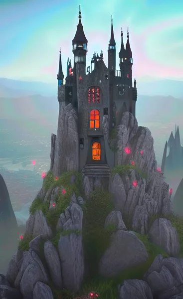 The illustration of fantasy castle background